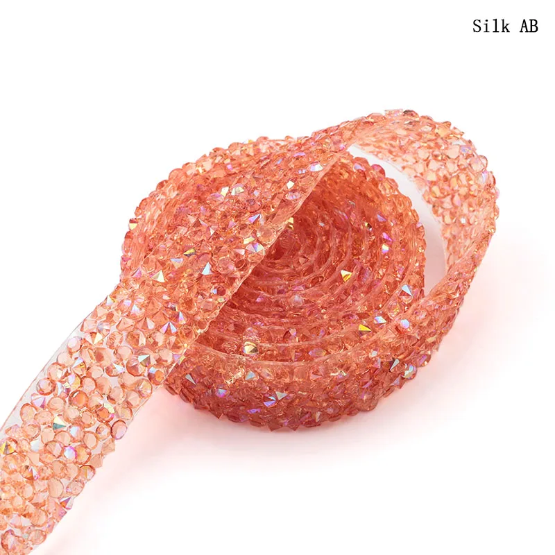 silk AB 15 мм 1 ярд швейная Смола отделка стразы горячей фиксации стразы лента аппликатор лента с Стразы на аппликации - Цвет: silk AB