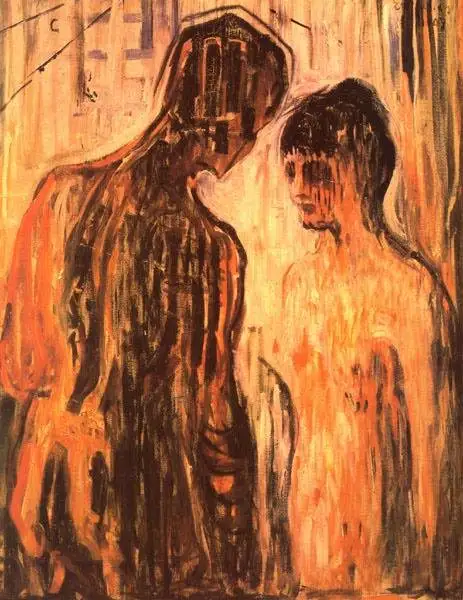 100% картина маслом ручной работы на льняном холсте Купидон-и-psyche-1907 от Edvard Munch | Дом