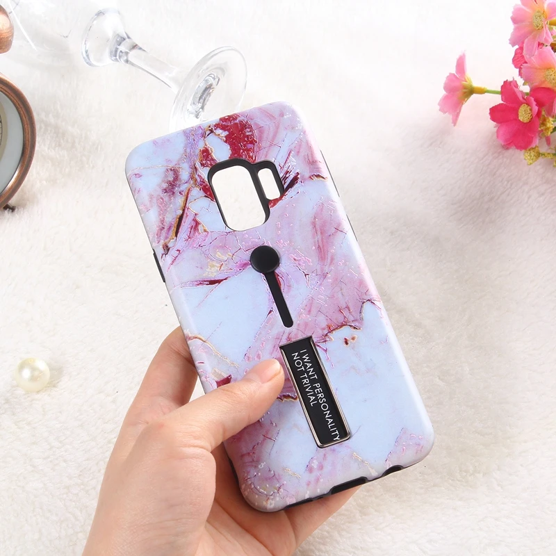 Для samsung Galaxy S9 плюс Мрамор Камень Дело палец кольцо и подставка держатель