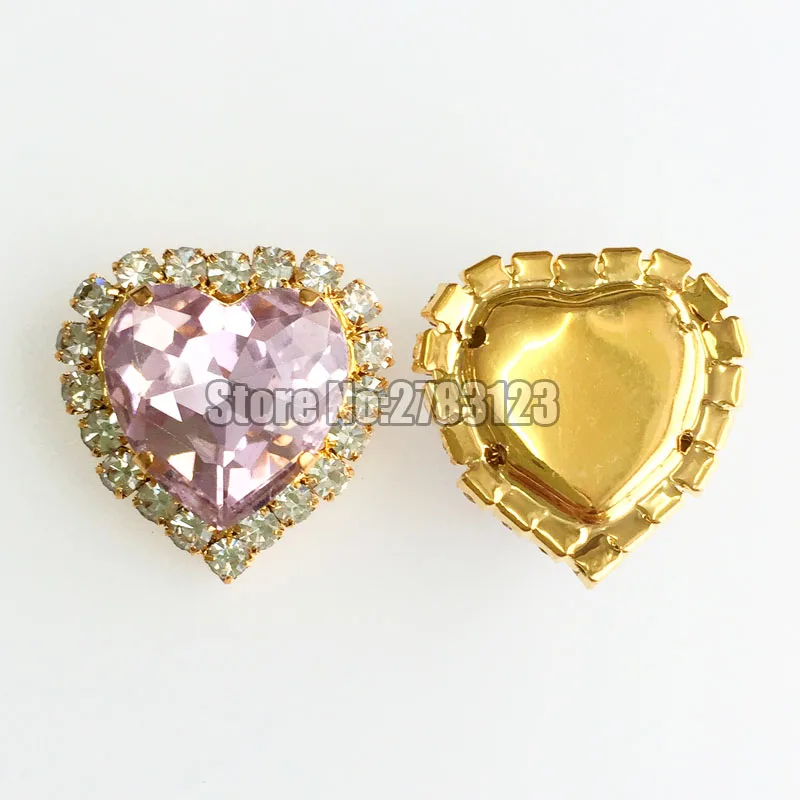 Розовая кристаллическая пряжка в форме сердца 12 мм 10 шт./20 шт.|sew on rhinestone|sew onsew glass |
