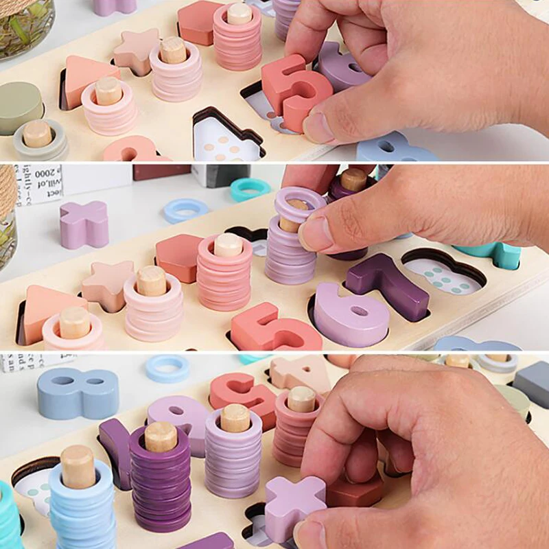 Деревянные графы геометрическая форма познания матча Монтессори игрушки