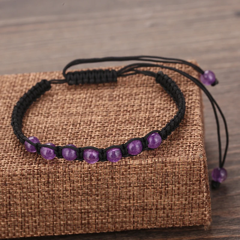 Женский и мужской браслет Noter Weave Thread из натурального фиолетового бисера Chakra Braslet