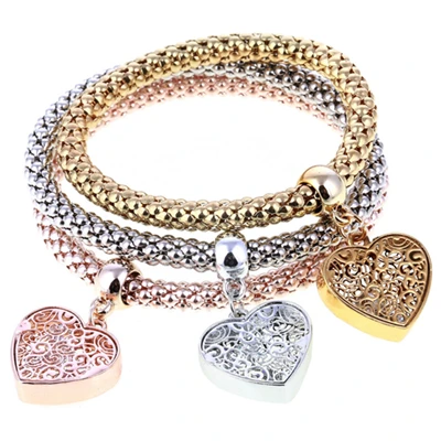 SL830 3 шт./компл. с кристальной совой; сердечка Браслеты& Bangles, золото/покрытый серебром Слон Подвески в виде якоря Стразы Браслеты для Для женщин - Окраска металла: SL830
