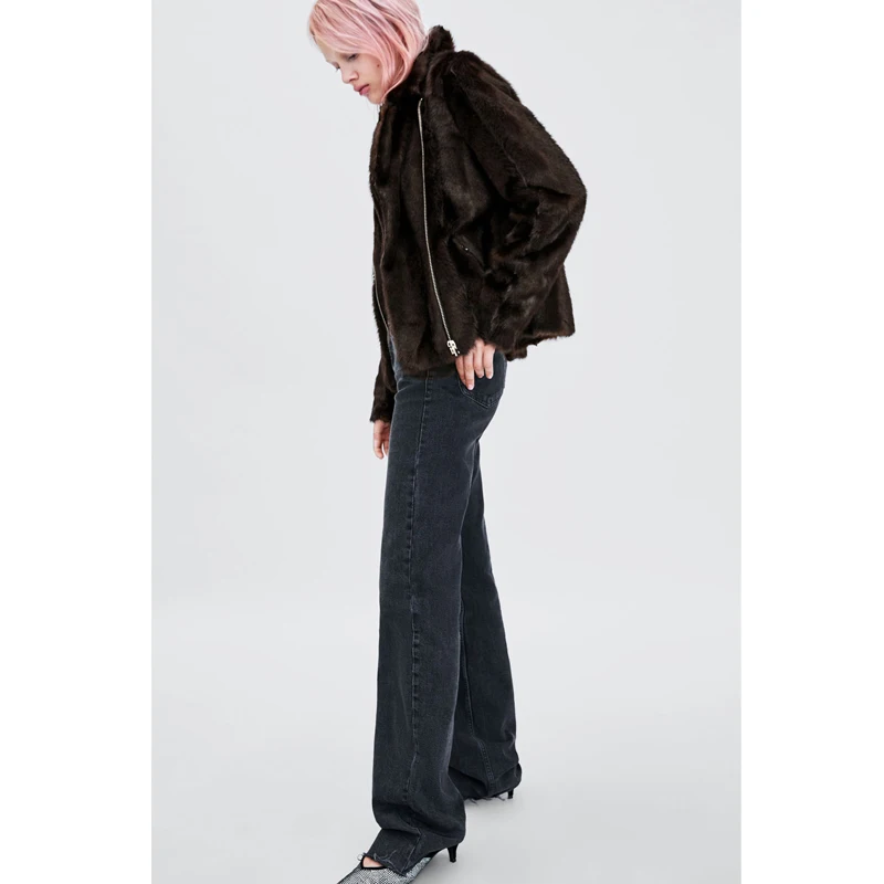 CP отложной воротник из искусственного лисьего меха пальто женские Модные