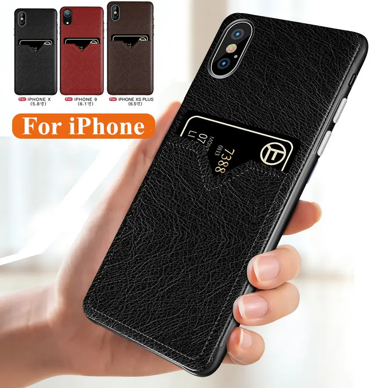 Vrades слот для карт памяти кожа чехол для iPhone X/7/6/6 S/8 Plus чехол модные из искусственной кожи прочный армированный чехол для телефона из жесткого ПК чехол для iPhone XS MAX XR 8 7