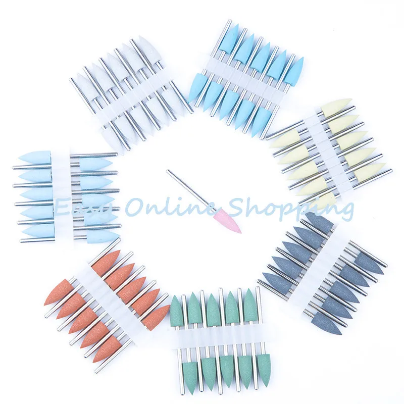 

2.35mm Shank Rubber Silicone Polisher Grinding Sharp Head For Teeth Whitening Polishing Remove Stain Tool 5 Colors