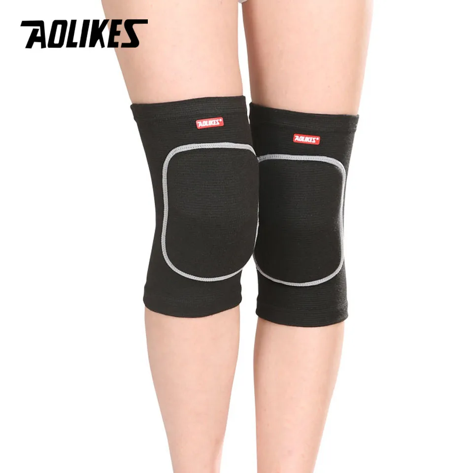 Black AOLIKES 1 пара наколенники для волейбола танцевальный футбол скейт наколенники защита спортивной безопасности наколенники для тренировок наколенники - Цвет: Black