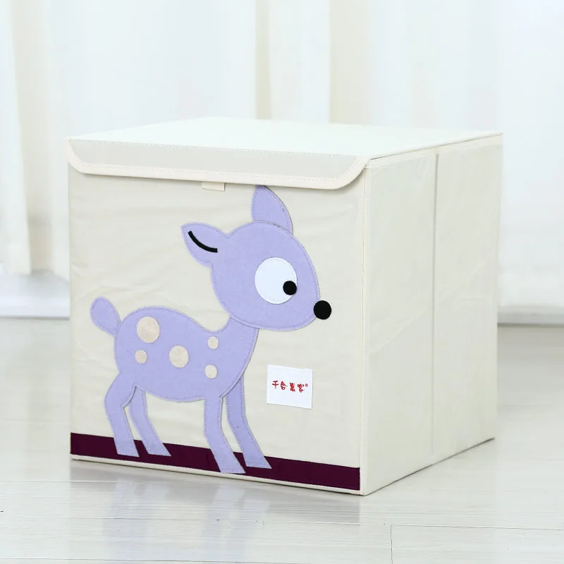 Fawn ONEUP 3D вышивка мультфильм животных складной ящик для хранения 33*33 игрушки органайзер ящик Органайзер для хранения нижнего белья коробки держатель коробка - Цвет: Fawn