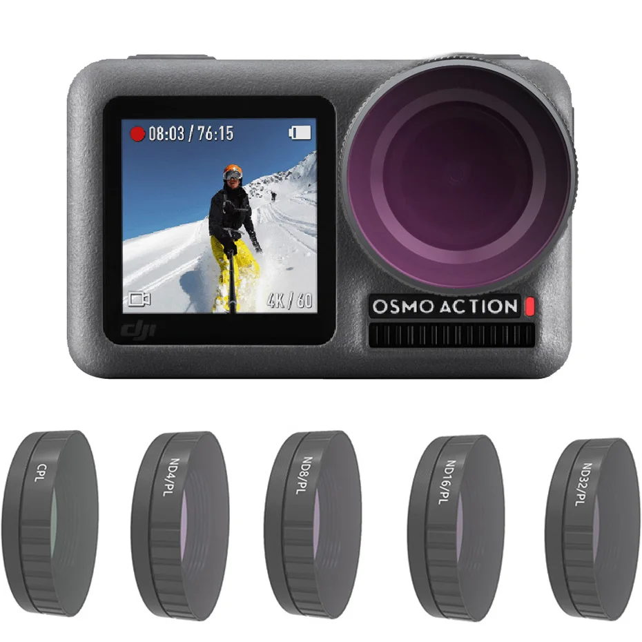 Для спортивной экшн камеры Osmo фильтр CPL/ND 4 8 16 32 64 PL Регулируемый набор фильтров
