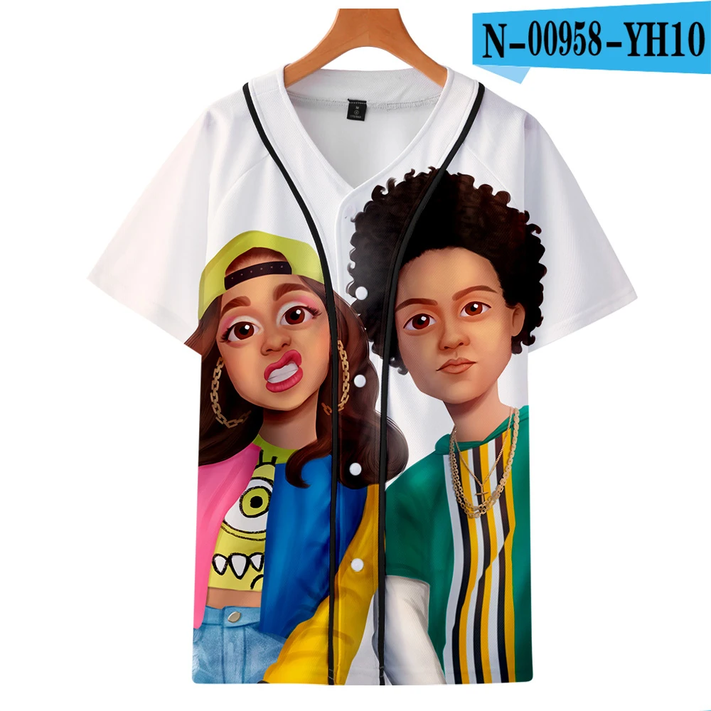 Мужские/женские летние топы, одежда Бейсбольная Футболка Cardi B 3D Harajuku бейсбольные хип хоп футболки короткий рукав - Цвет: N00958