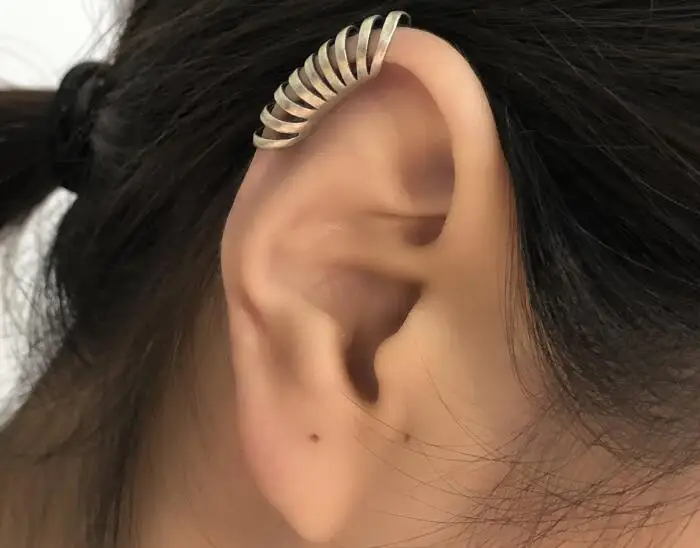 В стиле панк натуральная 925 пробы серебряные серьги клип-пирсинг Earcuff заявление уха ювелирные изделия без отверстие уха