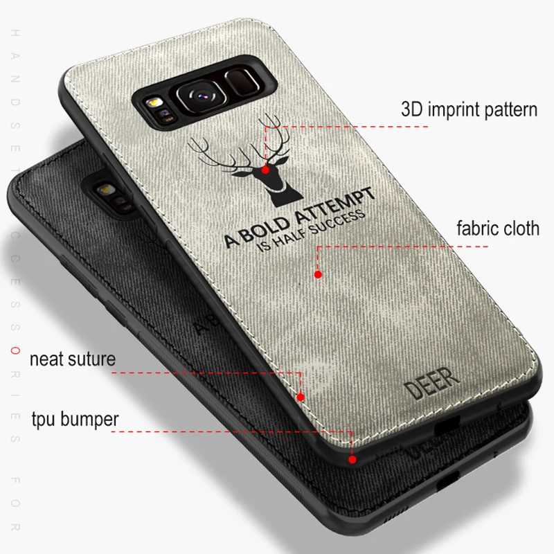 For Samsung Galaxy S8 S9 plus note 8 9 J330 J730 J530 J3 J5 J7 pro J4 J6 A6 Plus 2018 Soft Frame Back Cover Classic Fabric Case |