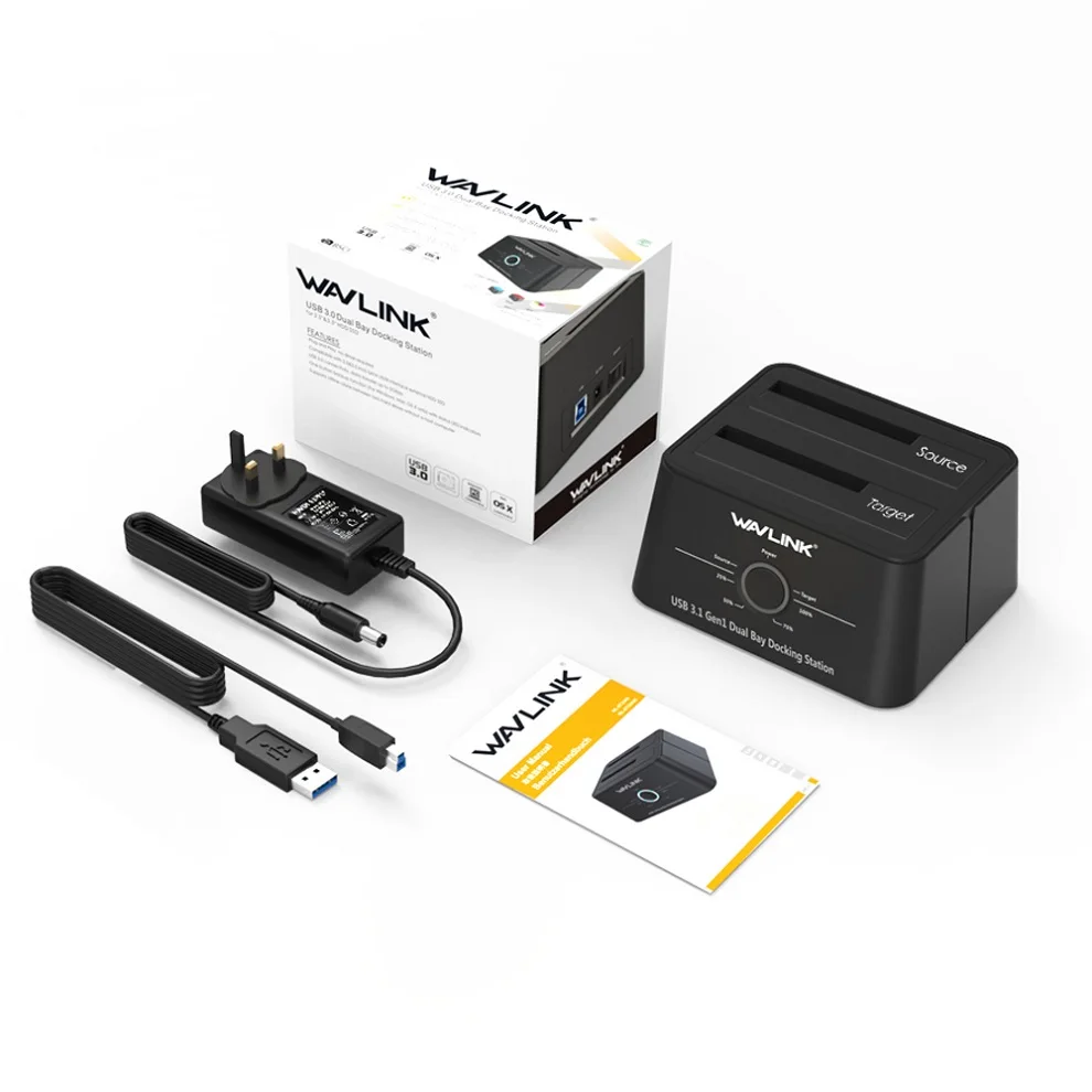 Wavlink для жесткого диска SATA hdd корпус ssd 2 Bay SATA hdd док-станция для USB3.0 в автономном режиме клон функция 8 ТБ для 3," 2,5" жесткий диск SSD - Цвет: black color Uk plug