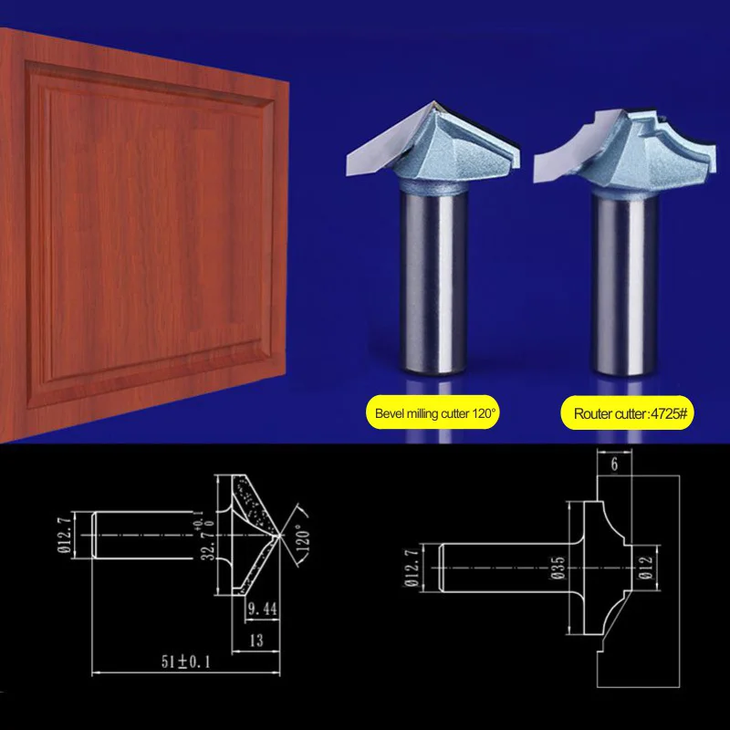 Пять видов 2 шт./компл. 12,7*32,7 мм конический фреза+ 12,7*35 мм грудь/дверь дерево плоский край триммер фреза