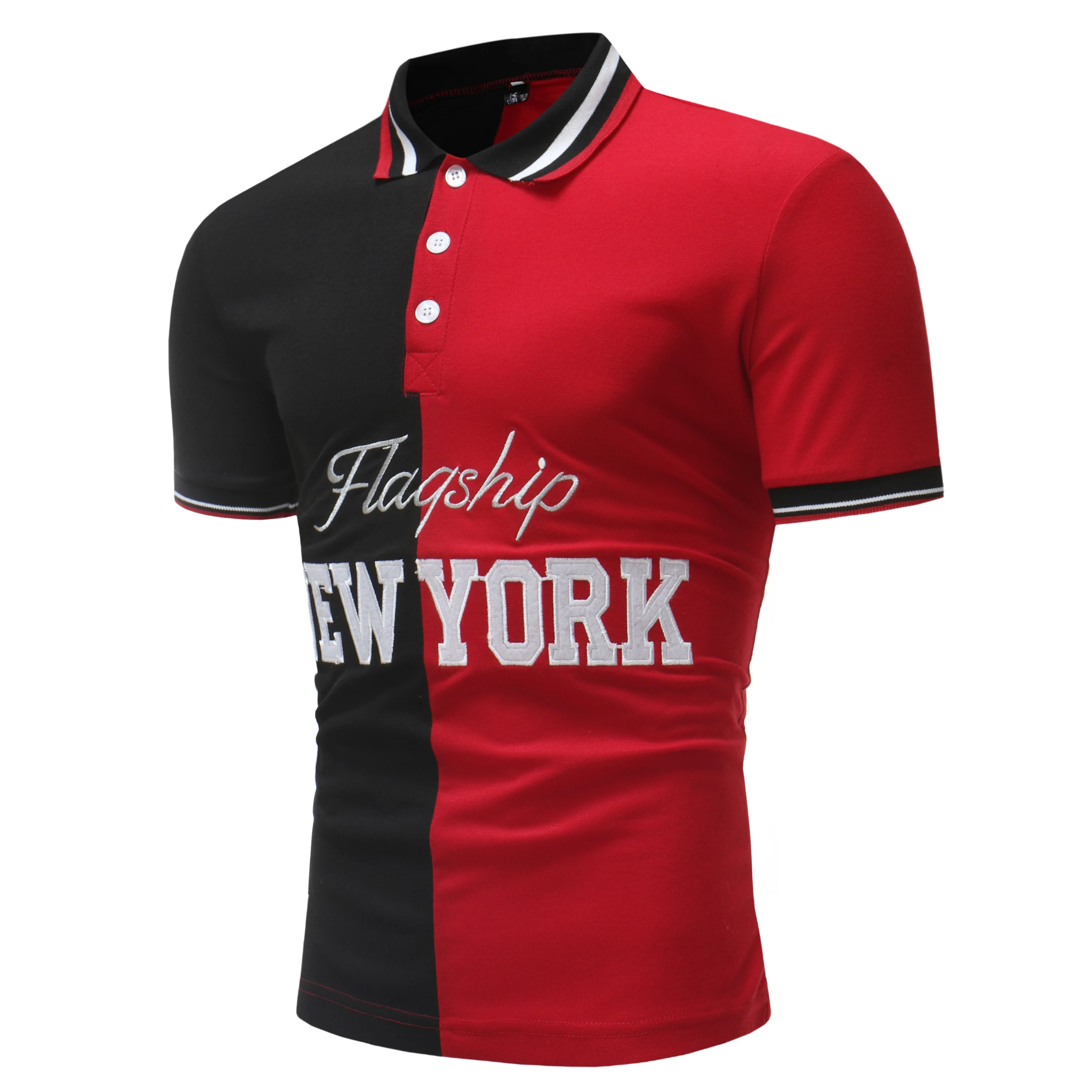 2018 мужские повседневные с коротким рукавом вышивкой в стиле Нью Йорк