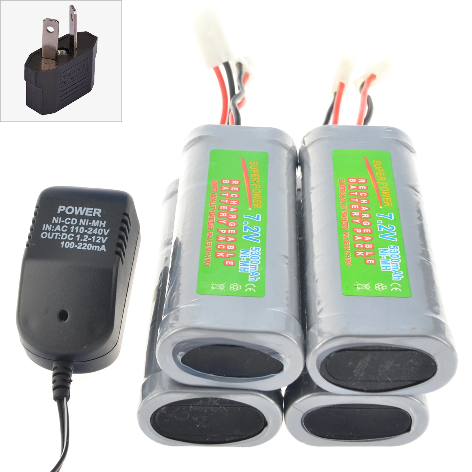 

4x 7.2V 5300mAh Ni-MH Rechargeable Battery Pack+1pc Charger