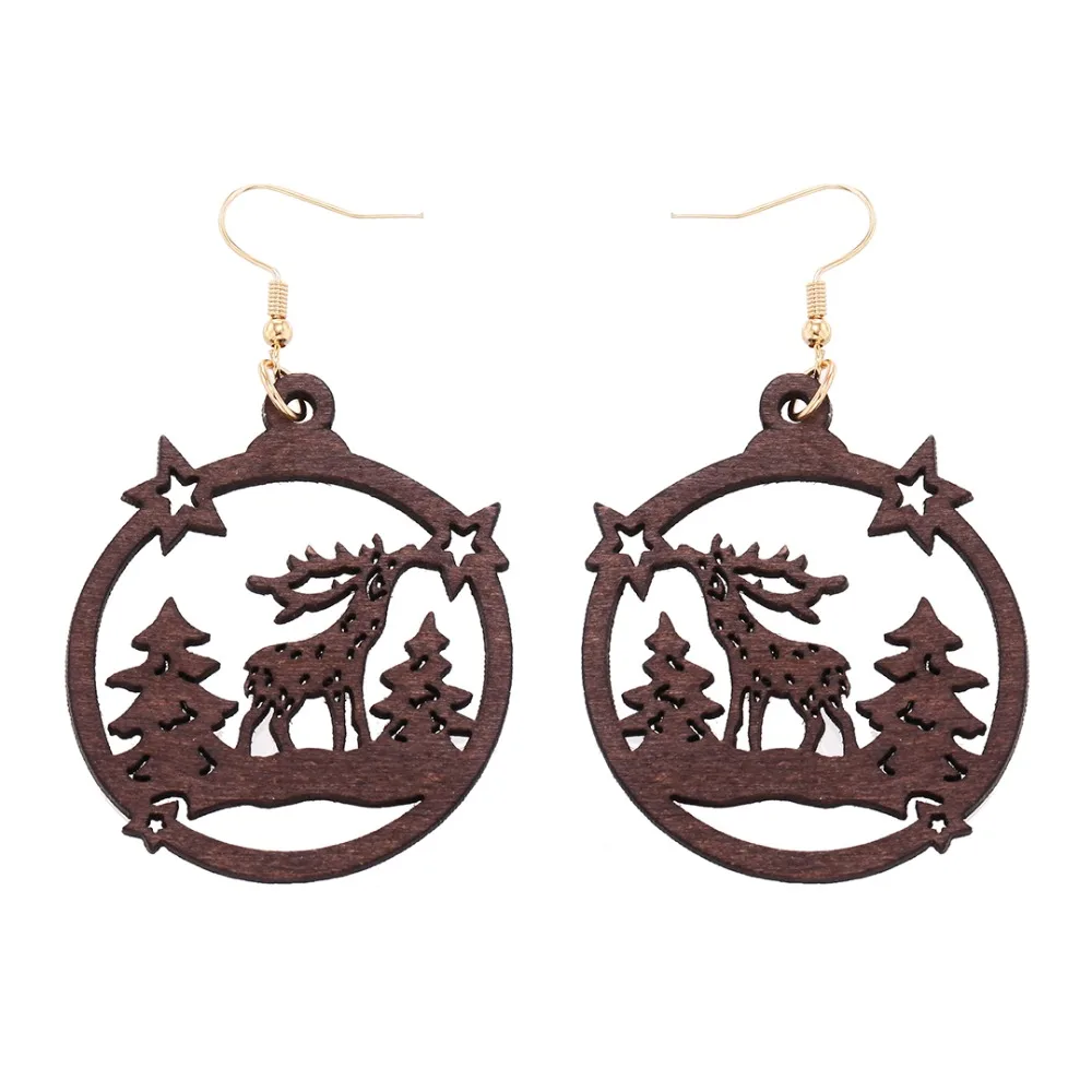 YULUCH новейший дизайн Деревянная Рождественская серия олени Подвесные серьги для