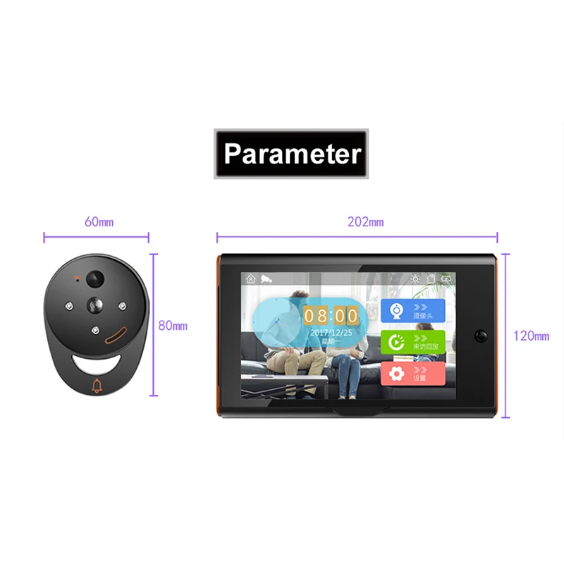 7 дюймовый беспроводной цифровой глазок для домашней безопасности умный видео