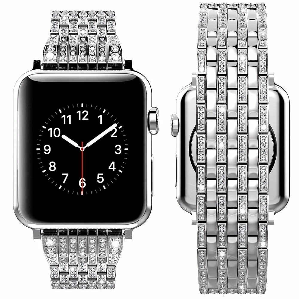 Хрустальные стразы ремешок для часов iWatch 4 3 2 Apple 42 мм 38 40 44 из нержавеющей стали |