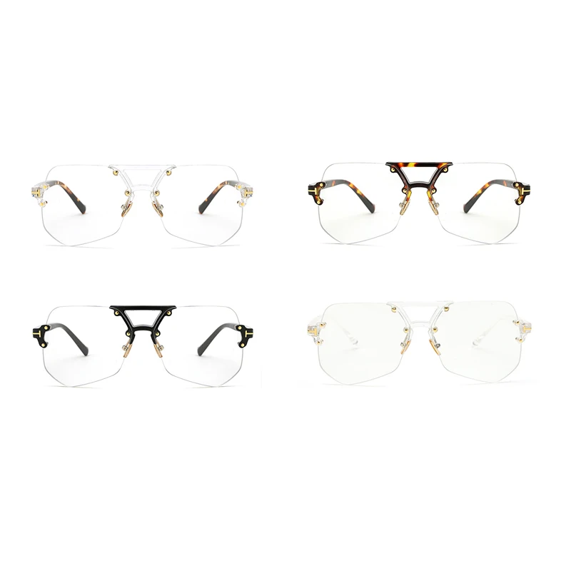 

Kachawoo rimless glasses for men black leopard irregular transparent eye glasses for women accessories 2018 hot sale