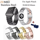 Ремешок для часов apple watch Series 124 4238 мм, браслет из нержавеющей стали для смарт-часов iwatch 4 5, 40 мм 44 мм + инструмент