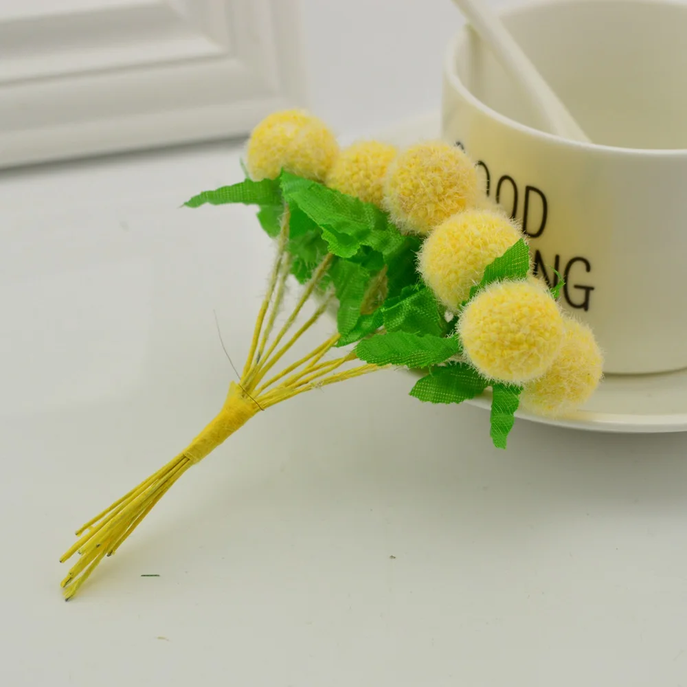 yellow 6 шт. недорогие искусственные цветы для дома и сада Свадебные украшения DIY ВЕНОК подарок Скрапбукинг Имитация ремесла помпон шары - Цвет: yellow