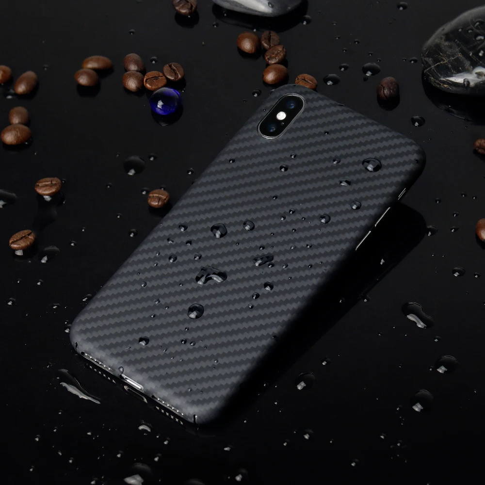 Чехол из моноуглеродного арамидного волокна для iPhone X XS XR Max с 4 сторонней защитой