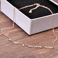 yun ruo fashion brand woman jewelry rose gold color letters necklace simply choker necklace 316 l stainless steel jewelry