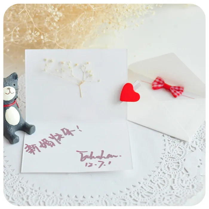 50 шт./лот Kawaii бантик поздравительные открытки Goodluck/С наилучшими пожеланиями/Спасибо/С Днем Рождения бант подарочные открытки канцелярские блокноты