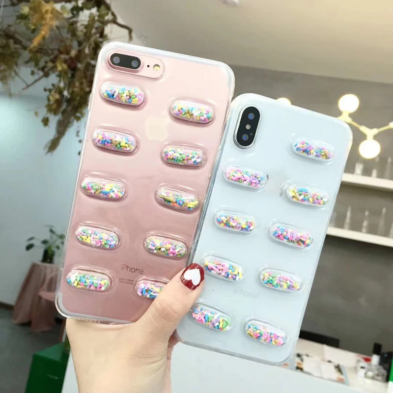 Phone Case For iphone XR XS X MAX 8 7 6 6s Plus Stylish Funny 3D Pills Transparent Soft Back Cover |