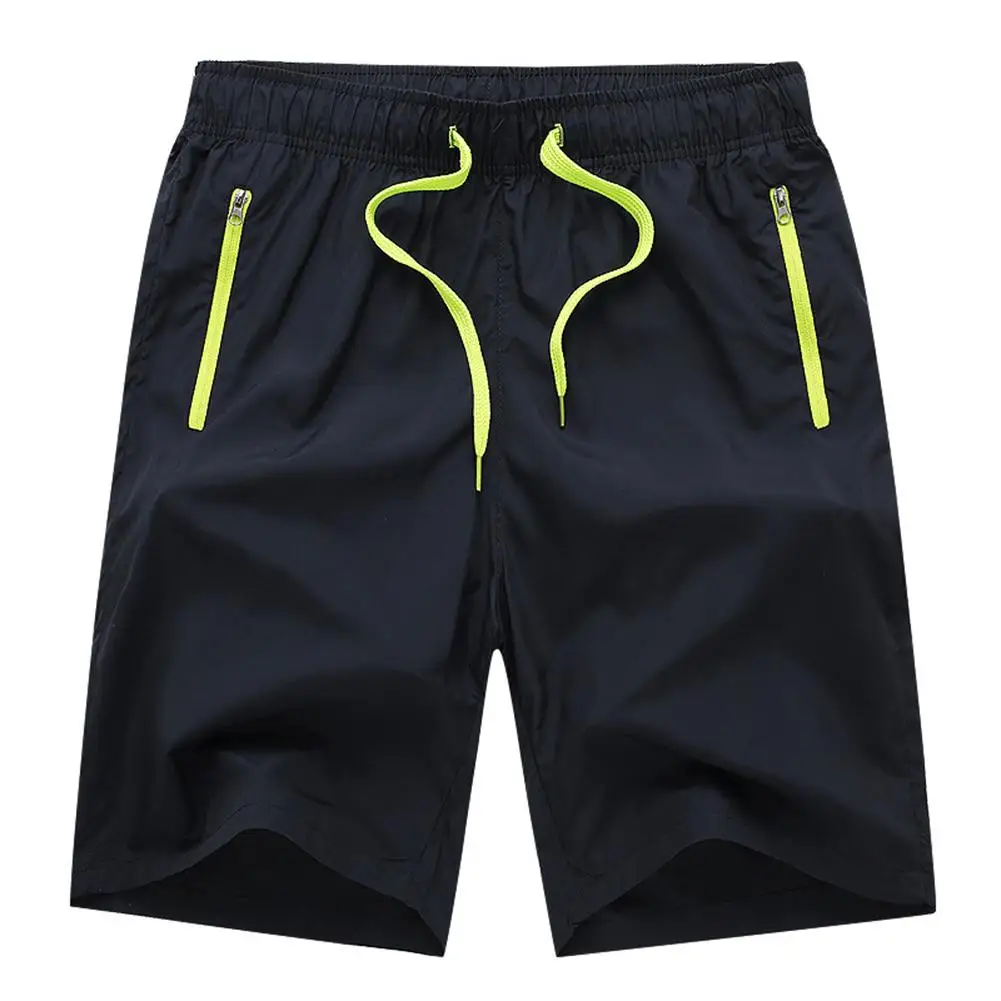 

Летние мужские пляжные спортивные шорты на шнурке, цветные шорты с карманом на молнии, повседневные