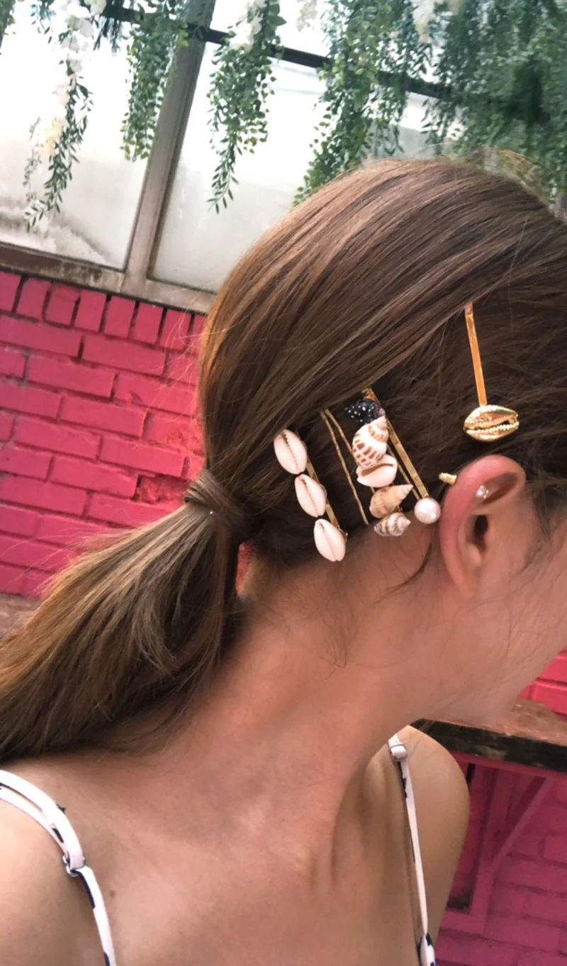 Ручной работы 5 шт./компл. зажим жемчуг Sea Shell Шпильки для Для женщин 2019 дизайн