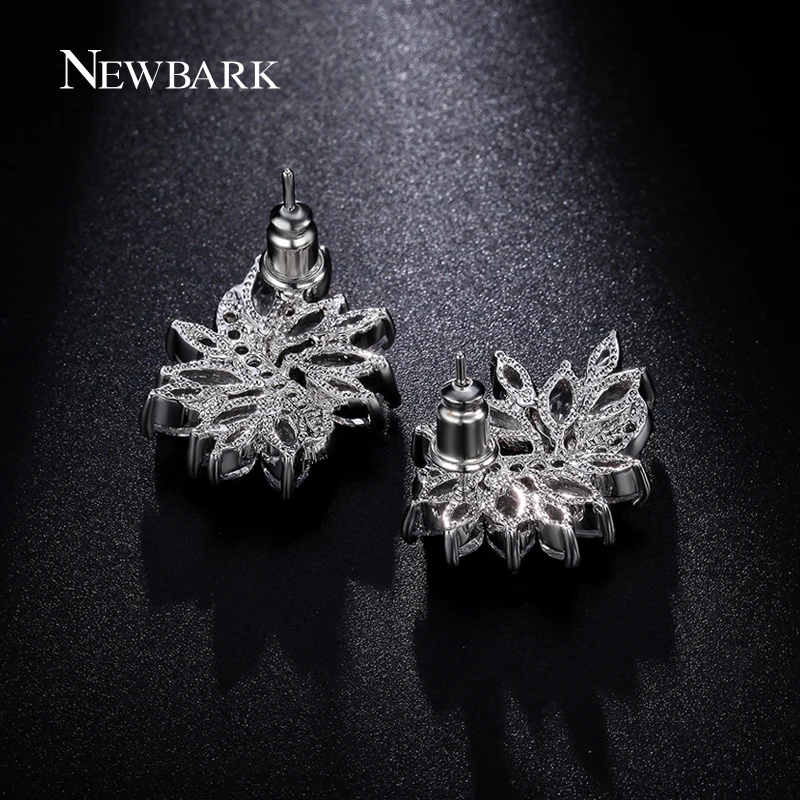 Newbark пышные листья Дизайн браслет с Серьги комплект Маркиза вырезать кубического