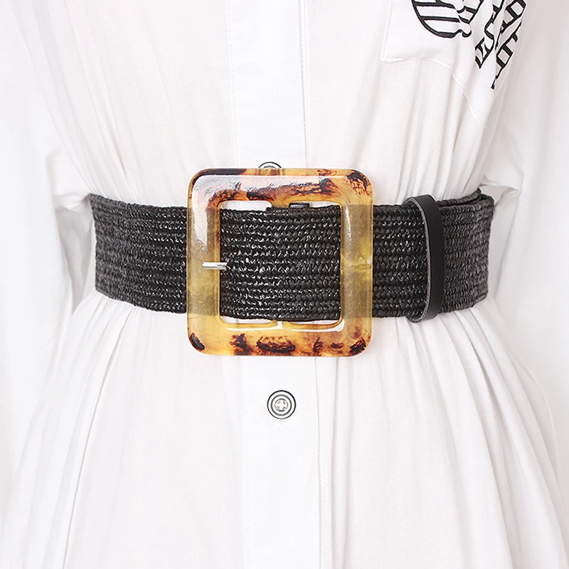 TWOTWINSTYLE Летний Тонкий ремень с высокой талией для женщин широкие ремни в полоску