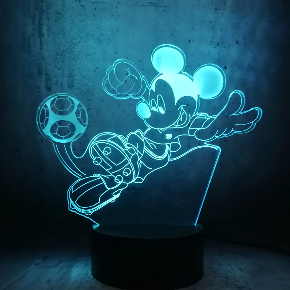 Светодиодные лампы 3D led ночник Микки игра Футбол Подарок на день рождения стол
