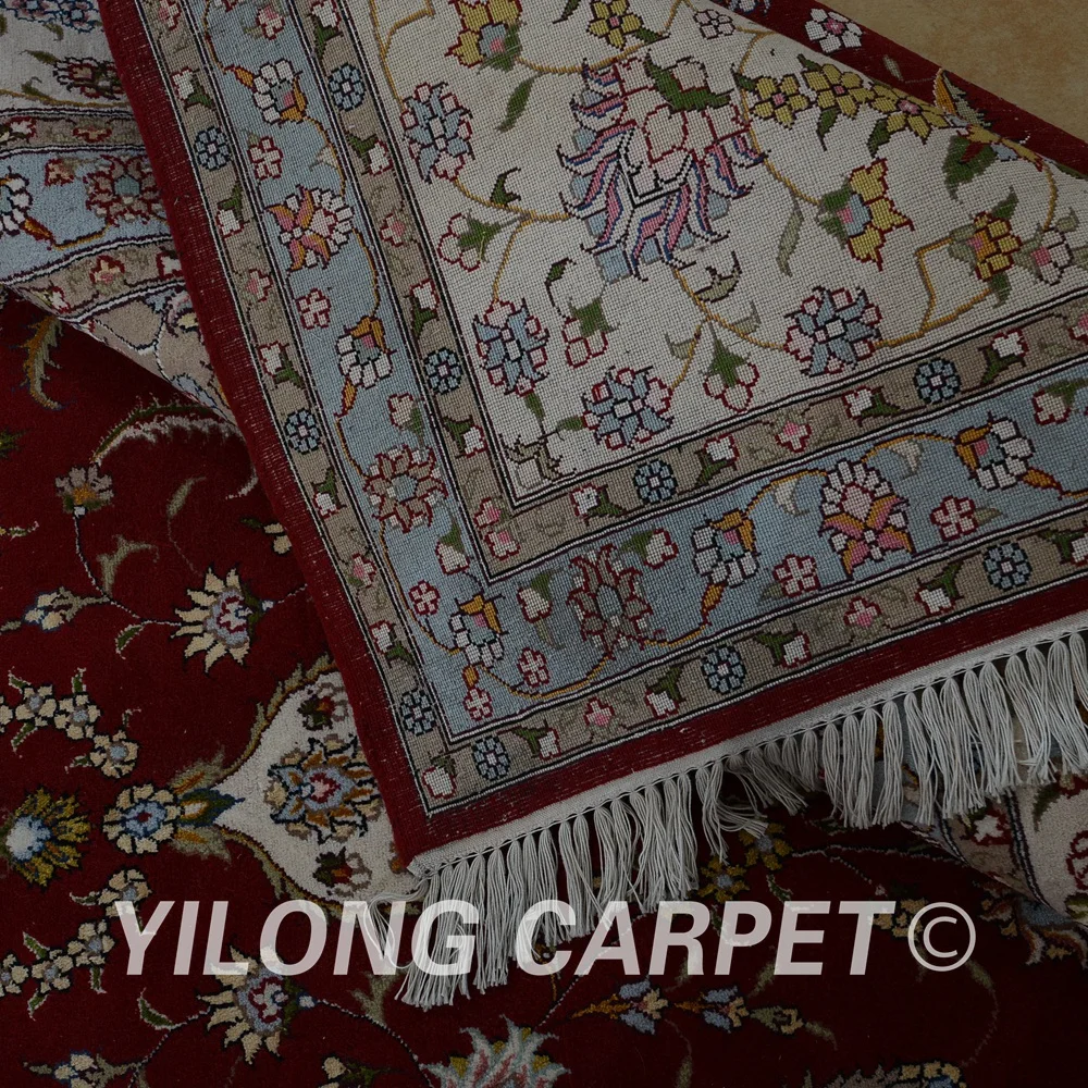 Yilong 10'x14' ручные шерстяные коврики красный ручной работы Изысканный
