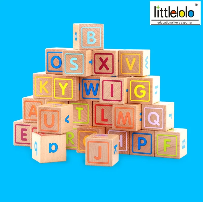 Классическая Детская развивающая игрушка деревянные блоки ABC высокое качество 6