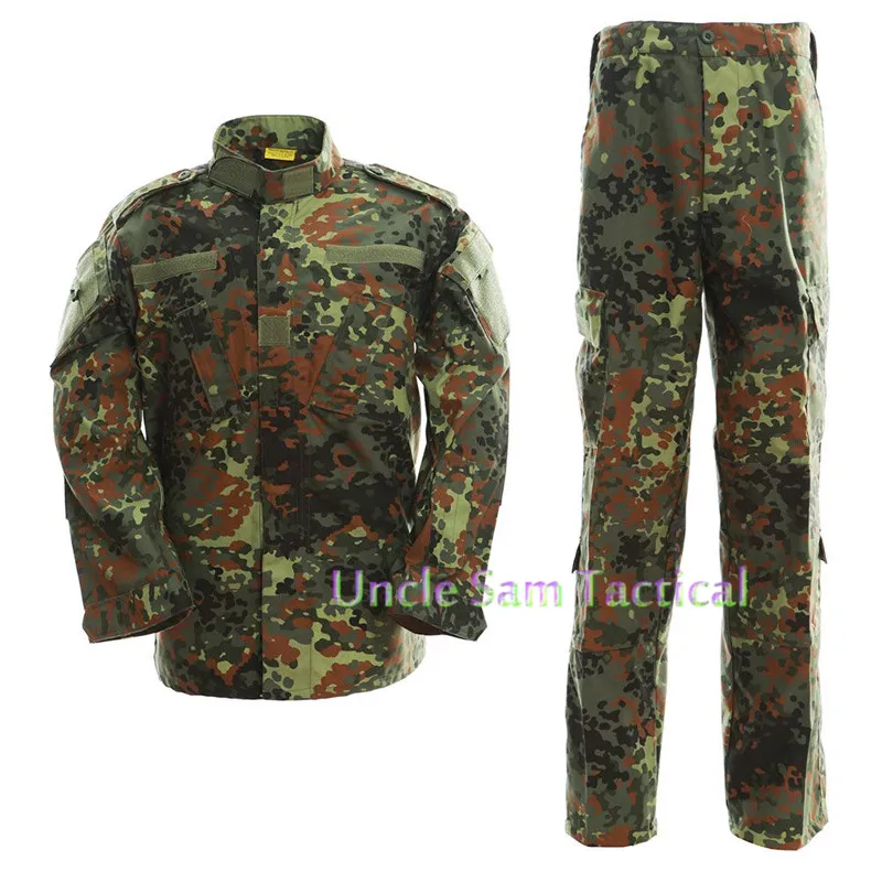 

German Camo Army Military Uniform Camouflage Suit Paintball Airsoft Clothing Combat Pants + Tactical Shirt