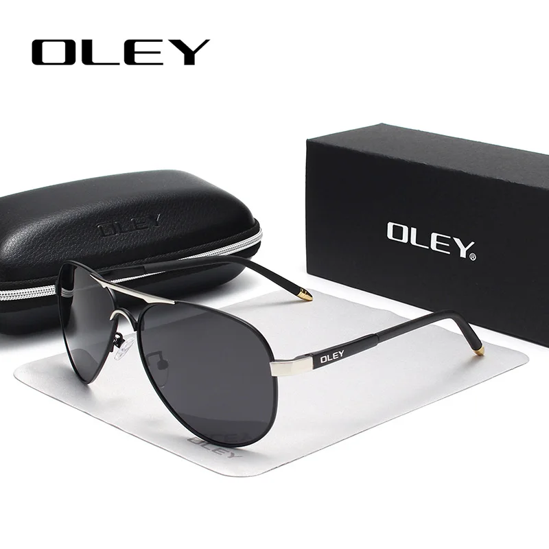 Y7492 C1 BOX OLEY, Брендовые мужские поляризованные солнцезащитные очки, классические, пилот, солнцезащитные очки, покрытие линз, оттенки для мужчин/женщин, полный набор, коробка, настраиваемый логотип - Цвет линз: Y7492 C1 BOX