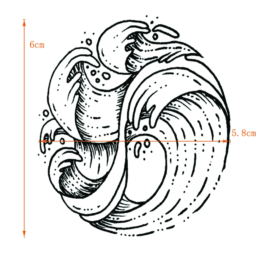 Водонепроницаемая Временная тату наклейка с волнами детские наклейки на - Фото №1