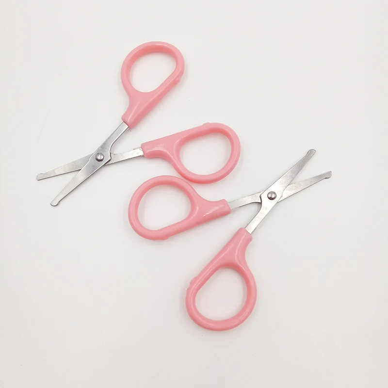 Cute Eyebrow Scissors Trimmer Eyelash Shears Safe Round Tip Handle Pink Stationery Cut for Children 1pcs | Красота и здоровье