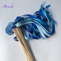 50pcslot royal and light blue wedding ribbon wands without bells for birthday party