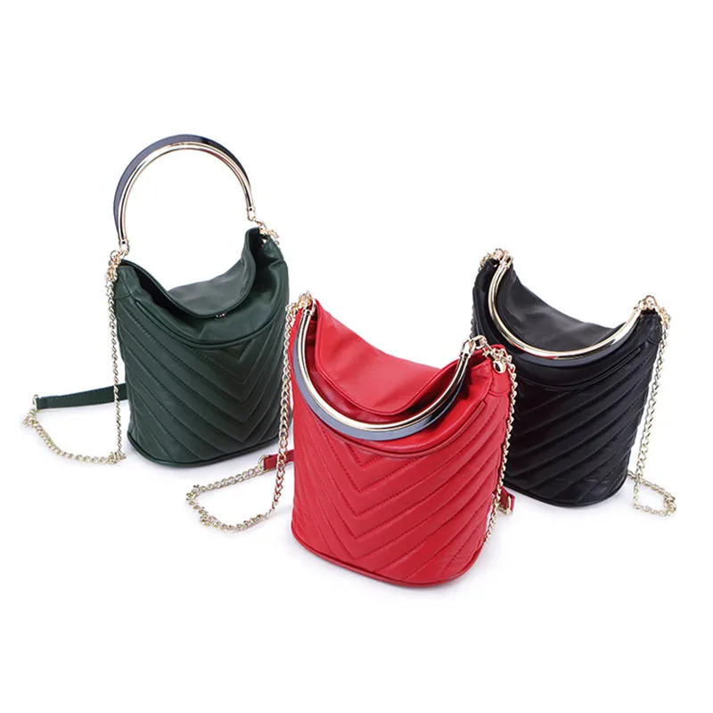 2019 New Fashion Trend Metal Chain Genuine Leather Bag Diamond Lattice Shoulder Luxury Handbags Women Bags Designer | Багаж и сумки