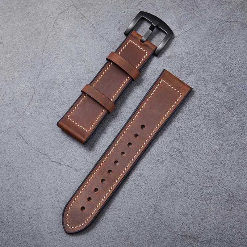 Creative Leather Silicone Watch Band 22mm Brown Black Belt for Men Watch Apple Samsung Galaxy Watch Luxury Leather Strap Belt