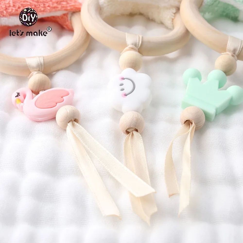 Let's Make Baby Teether 3 шт. милый кролик подвеска для кормления деревянные кольца