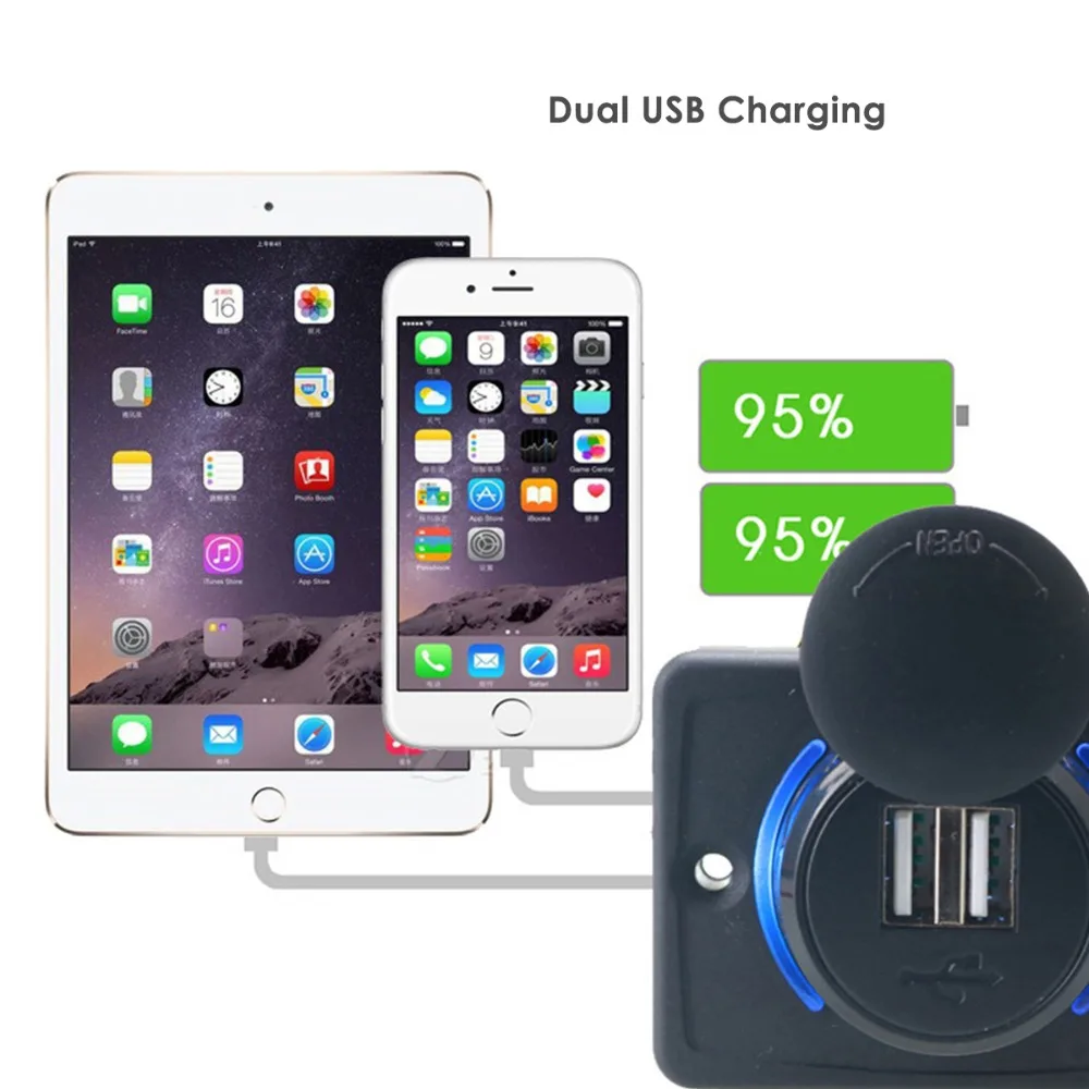 SOONHUA Уникальное автомобильное зарядное устройство с двумя usb-портами 3,1 А, 12, 24 В, адаптер питания, водонепроницаемый USB зарядное устройство, универсальная розетка для авто, мотоцикла, автобуса
