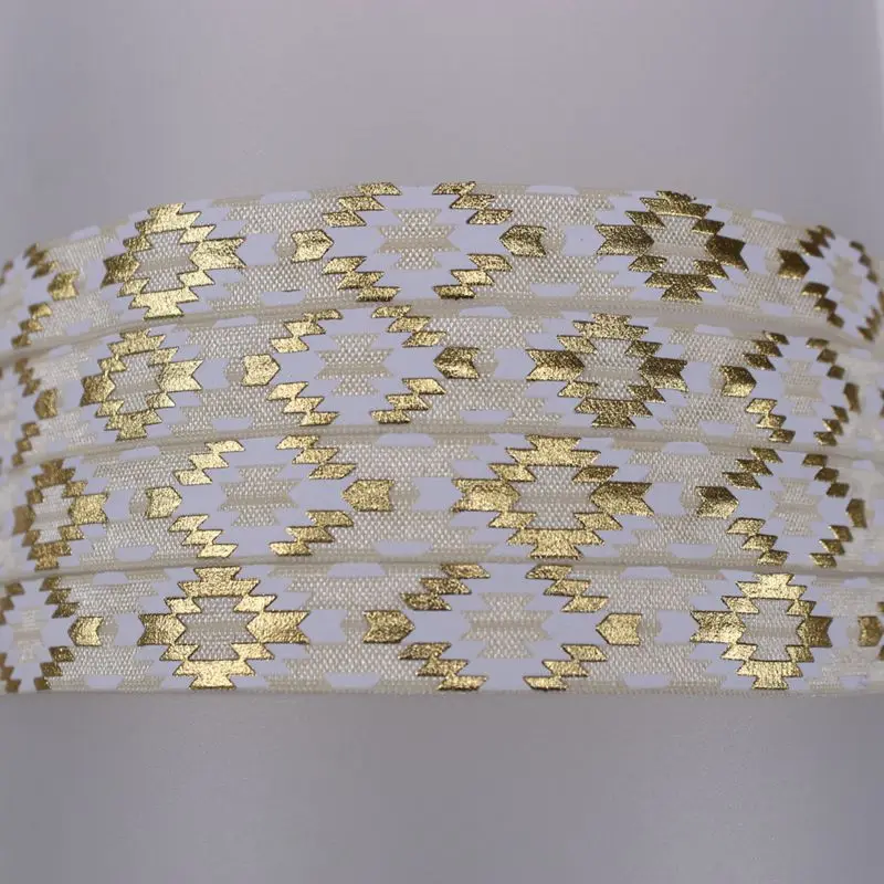 Ivory 5 ярдов/партия 16 мм(5/8 '') Фольга Печатный враг складной эластичный стрейч-лента DIY резинки для волос эластичная лента наборы сделай сам DIY - Цвет: Ivory