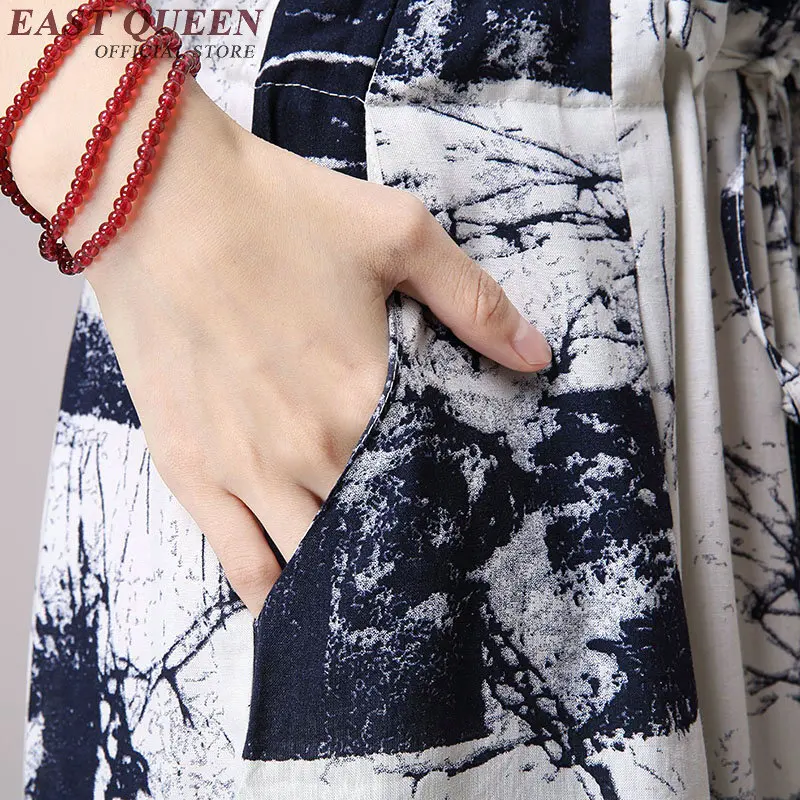 Новинка 2018 Китайские Восточные платья с круглым вырезом длинные летние сарафаны