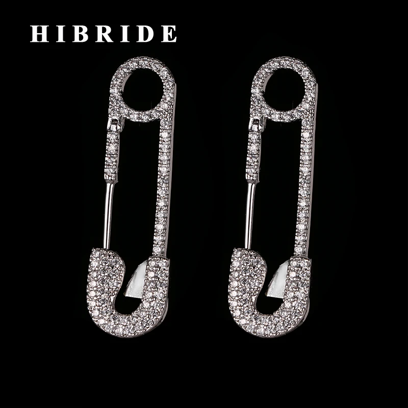 

HIBRIDE Classic Women Wedding Hoop Earrings Brincos AAA Cubic Zircon Micro Pave Gold Color boucle d'oreille femme E-391