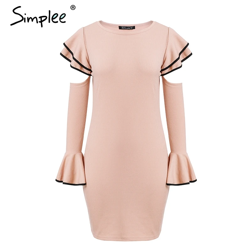 Женское осенне зимнее трикотажное платье Simplee сексуальное облегающее элегантное
